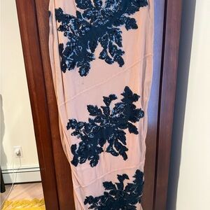 JLUXLABEL Maxi Skirt with Black Floral Design